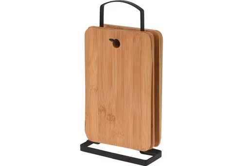 Excellent Houseware Bambus Schneidebrett mit Ständer - Praktisches Schneidebrett aus hochwertigem Bambus, ideal für die Küche. Mit stabilem Ständer für einfachen Zugriff und stilvolle Aufbewahrung.