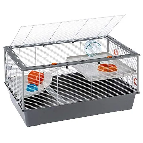 Ferplast Hamsterkäfig, großer Nagerkäfig CRICETI 100, Kleintierkäfig, 2 Etagen mit Rampen Hamsterzubehör inklusive, 95 x 57 x h 50 cm