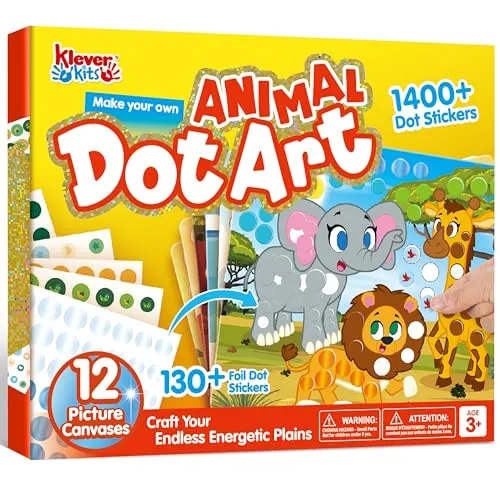 Klever Kits Dot Art Aktivität, Dot It Tiere, Sticker Bastelset für Kinder, DIY Bastelset Zum Basteln Kit,Geburtstagsgeschenke für Kinder ab 3+ Jahren, Flugzeug-Reisespielzeug