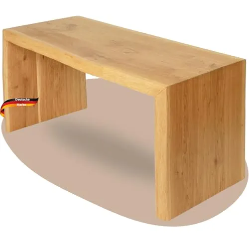 DELUKE Holzbank Sitzbank Egon - Eiche Massiv mit Baumkante | Eichenbank Esszimmer Flur Garderobe Schlafzimmer | 100x40x45cm