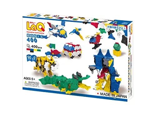 LaQ Basic 400 First Set | 400 Teile | Alter 5+ | Kreativer, pädagogischer Konstruktionsspielzeugblock | Hergestellt in Japan