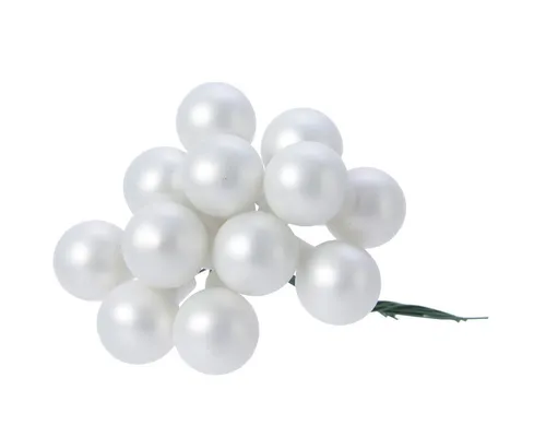 Kaemingk Christbaumschmuck, Weihnachtskugeln am Draht 2cm Glas 12 Stück - Winterweß matt