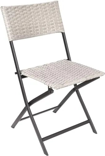 BRUBAKER Gartenstuhl Lugano - Wetterfester Klappstuhl für Garten und Balkon - Klappstuhl aus robustem Polyrattan, ideal für Garten, Balkon und Camping. Leicht und kompakt, trägt bis zu 150 kg und ist wetterfest für ganzjährige Nutzung.