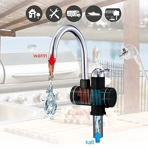 Mauk 2in1 Armatur-Durchlauferhitzer Wasserhahn Schwarz