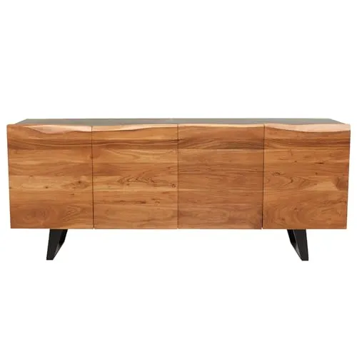 Riess Ambiente Industrial Design Sideboard 180cm - Wohnzimmerschränke aus massivem Akazienholz mit Eisen-Kufengestell, bietet viel Stauraum und stilvolles Industrial Design für Dein Wohnzimmer.