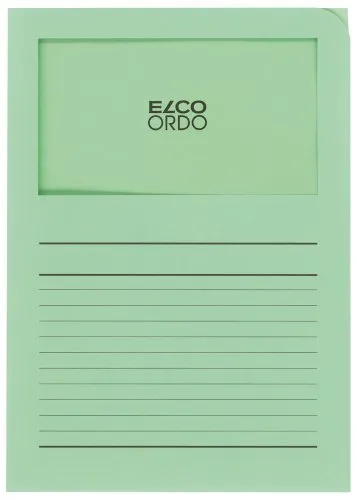 Elco Sichtmappen Ordo classico 29489.61 - 100 Stück A4 grün - Hochwertige Sichtmappen aus 120g Recyclingpapier, ideal für umweltbewusste Büros. Perfekt für die Organisation Ihrer Unterlagen.