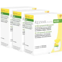Produktbild RELVAR Ellipta 92 Mikrogramm/22 Mikrogramm Inh.-P. 3X30 St