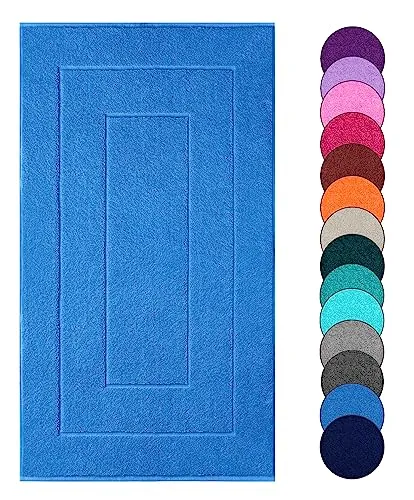 Lashuma Duschvorleger Frottee, London Blau - Capri Badteppich Groß 50x80 cm