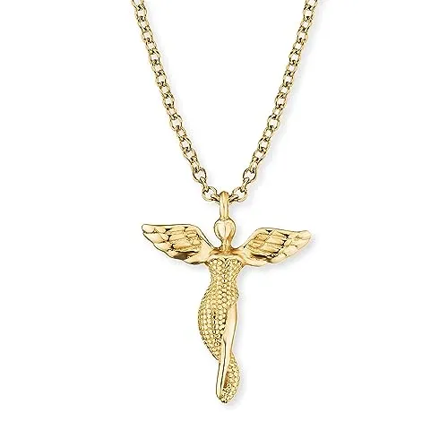 Engelsrufer Damen Halskette mit Engel Anhänger - Elegante Kette aus Sterling Silber mit goldbeschichtetem Engel-Anhänger, verstellbarer Länge und nickelfrei – ideal für Allergiker und als perfektes Geschenk.
