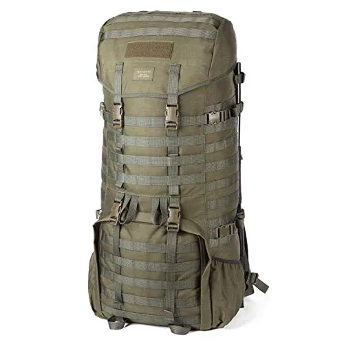 Savotta Rucksack Jäger Jagdrucksack 1 XL Olive - Vielseitiger Trekkingrucksack mit 70 l Volumen, abnehmbarem Hüftgurt und Trinksystem-Kompatibilität – ideal für Trekking und Bushcraft.
