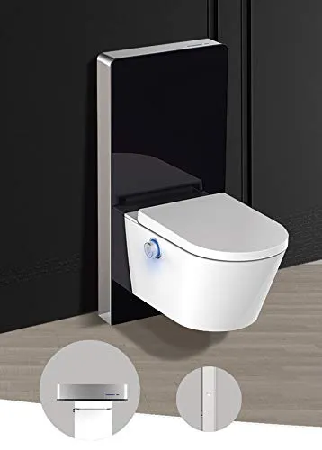Schwarzglas Sensor Sanitärmodul für Wand-WC von Glasdeals - Spülkasten aus elegantem Weißglas, ideal für moderne Badezimmer, mit innovativem Sensor für mühelose Bedienung.