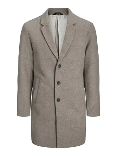 JACK & JONES Male Wollmantel - Funktionsjacke mit Regular Fit und Fly-Away Kragen, aus hochwertiger Mischung mit recycelter Wolle für nachhaltigen Stil und Komfort.