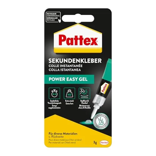 Pattex Sekundenkleber Easy Gel, für Sofortreperaturen im Innen- und Außenbereich, korrigierbar und Gelförmig, 1x3g