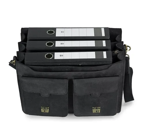 Jahn-Tasche Aktentasche 422 - Sehr große Lehrertasche aus Leder, Schwarz - Robuste Aktentasche aus hochwertigem Büffelleder, ideal für Schule und Uni, mit drei geräumigen Innenfächern und einzigartiger Patina für Individualität.