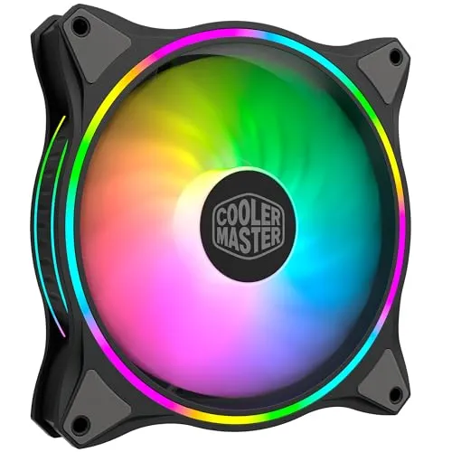 Cooler Master MasterFan MF140 Halo ARGB - Adressierbares RGB-Design mit Beleuchtungsringen, Gehäuse & Kühlung, Hybrid-Lüfterblätter mit Smart-Sensor und Vibrationsdämpfungsrahmen - 140 mm