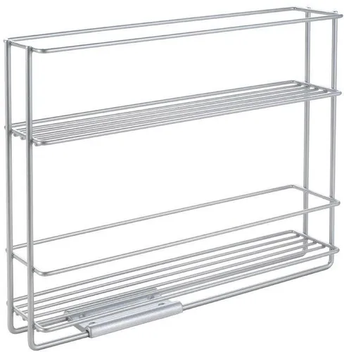 Metaltex Gewürzregal InundOut 364650000, silber - Küchen Organizer mit 2 Etagen, ausziehbar und ohne Bohren zu befestigen. Ideal für die ordentliche Aufbewahrung von Gewürzen und Kräutern. Rostfrei und stoßfest dank Polytherm-Beschichtung.