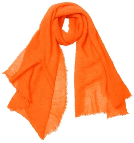 dy_mode Damen Schal in Unifarben Halstuch Schultertuch Weicher Stoff Leicht Durchsichtig - S206 (S206-NeonOrange)