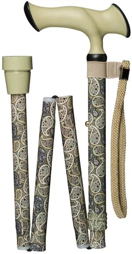 Stockshop Gehstock Faltstock SOFT ERGONOMIC, Paisley Muster grün- beige, verstellbar 85-
