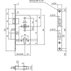 BMH Fluchttürschloss 1028 PZ/RZ B 1-flügelig mit Verbundfalle
