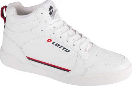 Lotto Mid-Cut Sneaker Gr. 45 - WHITE-RED - Moderne Sneaker für Damen & Herren mit bequemer Schaftkante und hervorragender Traktion dank Retrosohle. Ideal für Freizeit und sportliche Looks.