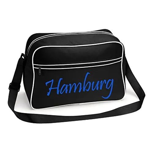 multifanshop Schultertasche Hamburg - Hochwertige Retrotasche - Schultertasche für Hamburg-Fans, verstellbarer Schultergurt und langlebiger Druck mit brillanten Farben, ideal als Geschenk oder für sich selbst.