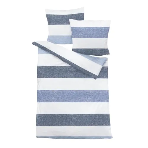 Traumschlaf Biber Bettwäsche Blau 200x200 cm - Bettbezüge aus 100% feinem Biber, ideal für den Winter. Kuschelig warm, temperaturausgleichend und pflegeleicht mit hochwertigem Reißverschluss.