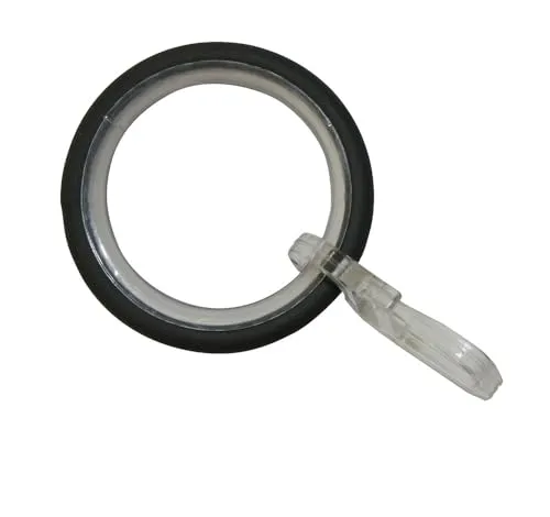 Gardinia 36150 Gardinenringe Elba, 10 Stück, Inkl. Gleiteinlage und Faltenlegehaken, Ø 29/38 mm, Breite 3,5 mm, Metall, Steingrau