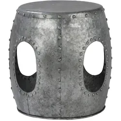 Stylischer Beistelltisch Silber Ø 38 cm - Tische & Stehtische, elegantes Nieten Design und stabiler Metallaufbau, perfekt für Wohnzimmer und als Sofatisch geeignet.