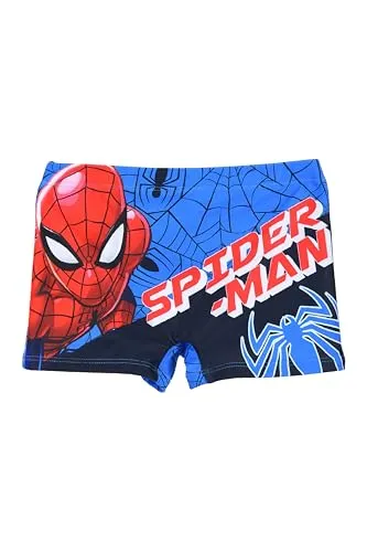Spiderman Badeshort Badehose Schwimmhose Schwimmshorts Jungen (DE/NL/SE/PL, Numerisch, 128, Regular, Blau-Schwarz)