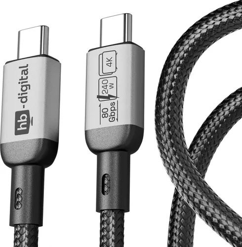 hb-digital 1m USB-C auf USB-C Kabel 240W 80Gbps USB-4