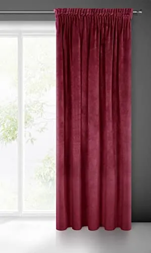 Eurofirany Villa Samtvorhang Bordeaux, 140x270cm - Schiebevorhang aus 100% Polyester, bietet perfekte Verdunkelung und luxuriöse Optik für Wohnzimmer oder Schlafzimmer. Pflegeleicht und einfach zu installieren.