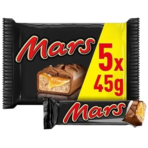 Mars Schokoriegel, Karamell, Schokolade, 1 Packung á 5 Riegel (1 x 225 g) | Schokoriegel mit Karamell, Nougat & Vollmilchschokolade, ideal als Energiesnack für zwischendurch & für Filmeabende