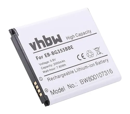 vhbw Akku Ersatz für Samsung EB-BG355BBE für Handy Smartphone Telefon (2000 mAh, 3,7 V, Li-Ion)