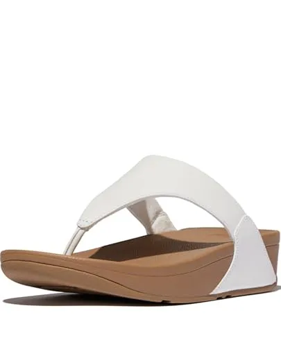 Fitflop Damen LULU TOE POST - LEATHER Sandalen, Urbanweiß 024, 39 EU - Bequeme Zehenstütze Sandalen mit Microwobbleboard-Technologie für optimalen Komfort und rutschfester Gummisohle, perfekt für den Sommer.