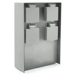 LED Universum Außensteckdose 4 Steckplätze Silber - Steckdosen & Zubehör – Wetterfeste Außensteckdose mit 4 Steckplätzen für sichere Stromversorgung im Freien, ideal für Gartenpartys und Grillabende.