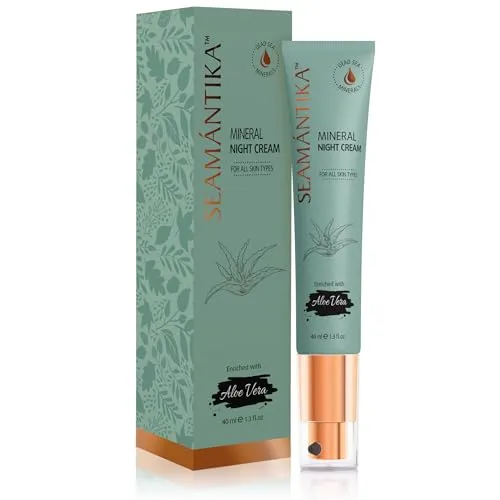 SEAMANTIKA - Mineral-Nachtcreme mit Aloe Vera - Repariert und pflegt während des Schlafs - Für normale bis trockene Haut - Ohne Parabene, Sulfate, Mineralöle - 40 ml