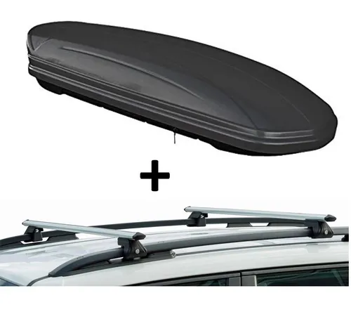 Dachbox VDPMAA320 320L abschließbar schwarz matt mit Dachträger CRV135 für Lada 2104 Niva