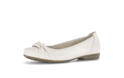 Gabor Damen Klassische Ballerinas, Frauen Flats,Moderate Mehrweite (G),Slip-ons,klassisch elegant,Ballerinen,Halbschuhe,Ivory,41 EU / 7.5 UK