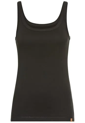camel active Damen Basic Top aus Reiner Baumwolle Schwarz - Tanktops & Träger-Tops für Damen, aus 100% Baumwolle für besten Tragekomfort. Mit schmalen Trägern und geradem Saum für einen stylishen, cleanen Look.