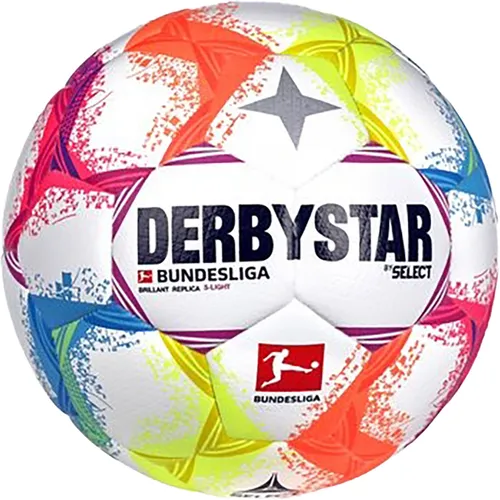 DERBYSTAR BL Brillant Replica S-Light v2 22 - 3 - Weiß - Fußball für E- und F-Jugend, leichter S-Light (290g) mit Dual-Bonded Technologie für optimales Ballgefühl und verbesserte Spieleigenschaften.