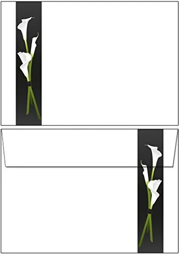 Briefumschläge Trauer weiße Calla DIN C6 ohne Fenster 6791-C6 (20 Kuverts)