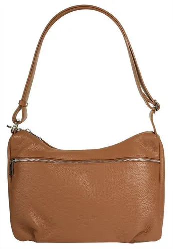 Shopper SAMANTHA LOOK Damen Tasche, Echt Leder, Braun (Cognac) - Eleganter Shopper aus 100% Rindleder, Made in Italy. Minimalistisches Design, ideal für jeden Anlass. Maße: 29cm x 22cm x 13cm, mit praktischem Reißverschluss und verstellbarem Schultergurt.