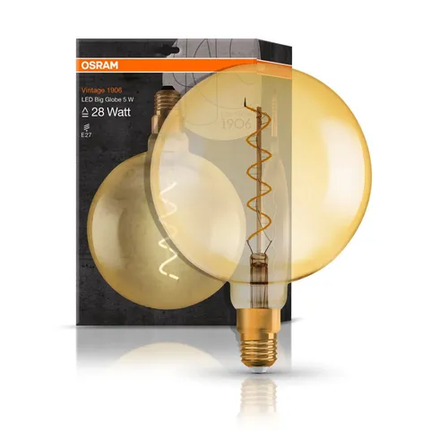 Osram Vintage 1906 LED Spiral Filament Globe G200 5W E27 - Energiesparlampe mit extra warmweißem Licht, ideal für stimmungsvolle Beleuchtung in Innenräumen. Lebensdauer bis zu 20.000 Stunden und energieeffizient.