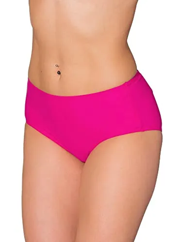 Aquarti Bikinihose Damen mit Mittelhohem Bund – Klassische Bikinihosen für Damen in Unifarben, Farbe: Pink, Größe: 40
