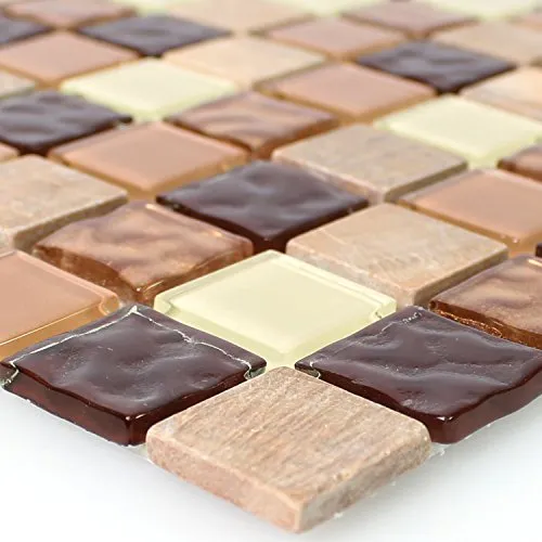Selbstklebende Mosaikfliesen Karaman Naturstein Glas Beige Braun