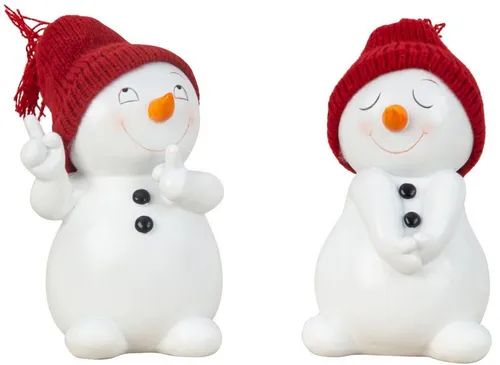 Geschenkestadl Schneemann 2 Stück Schneemann Figur Strickmütze 15cm Winterdeko viele Farben