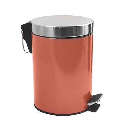 MSV - Kosmetikeimer fürs Bad - Edelstahl mit herausnehmbarem Inneneimer - Stylischer Treteimer - Kompakt und Praktisch - Terrakotta - 3L