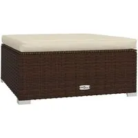 vidaXL Gartenhocker mit Kissen Braun 70x70x30 cm - Gartenmöbel: Stilvoller Fußhocker aus robustem PE-Rattan mit abnehmbarem Kissen für höchsten Komfort und vielseitige Anordnungsmöglichkeiten.
