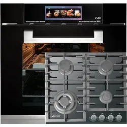 Kaiser EH 6344 Air fryer Pyrolyse Einbaubackofen 79 L+ KCG 6383 Modernes Autarkes Gas auf Glas Gaskochfeld 60 cm - Schwarz