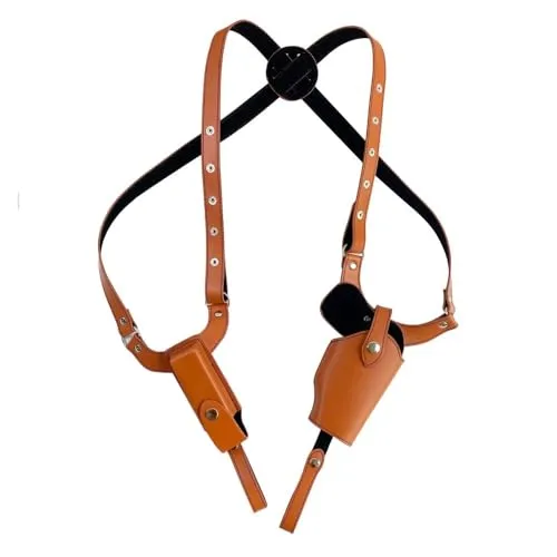 Schulterholster Vertikal, Einstellbar PU Leder Pistolenholster, Hidden Underarm Shoulder Holster mit Magazintaschen für 1911 92 96 G45,43
